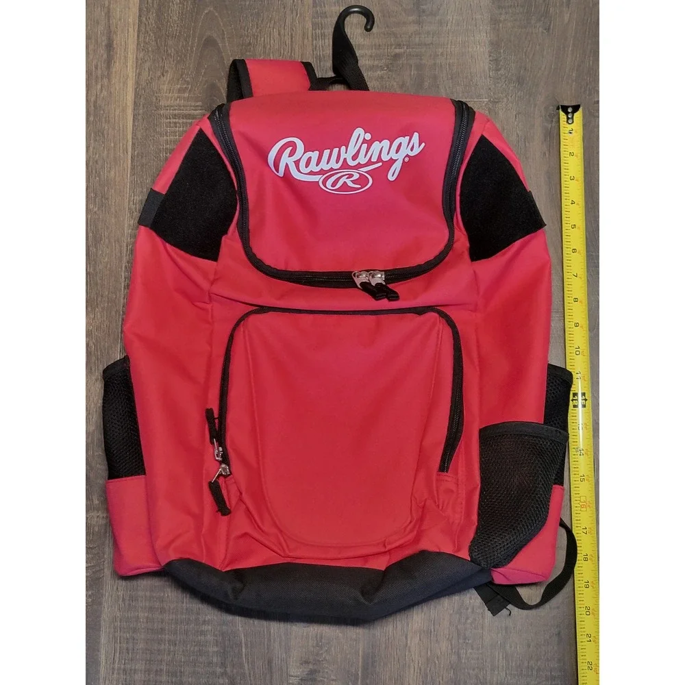 Rawlings Baseball Backpack Red Black Travel Gear Equipment Bag School Gym‎